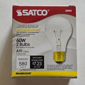 Satco 2pk Bulbs A19, Vibration Service, 60 Watt, 130 Volt